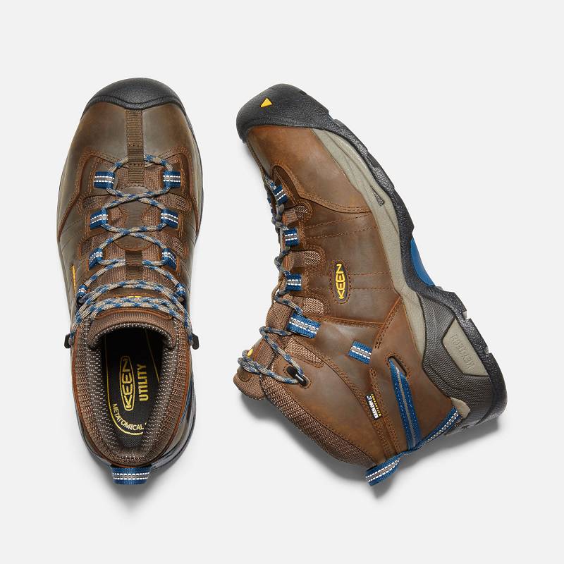 Keen Detroit XT Waterproof Steel Toe Arbeitsschuhe Herren DE-30489 Cascade Brown/Orion Blue - Keen H